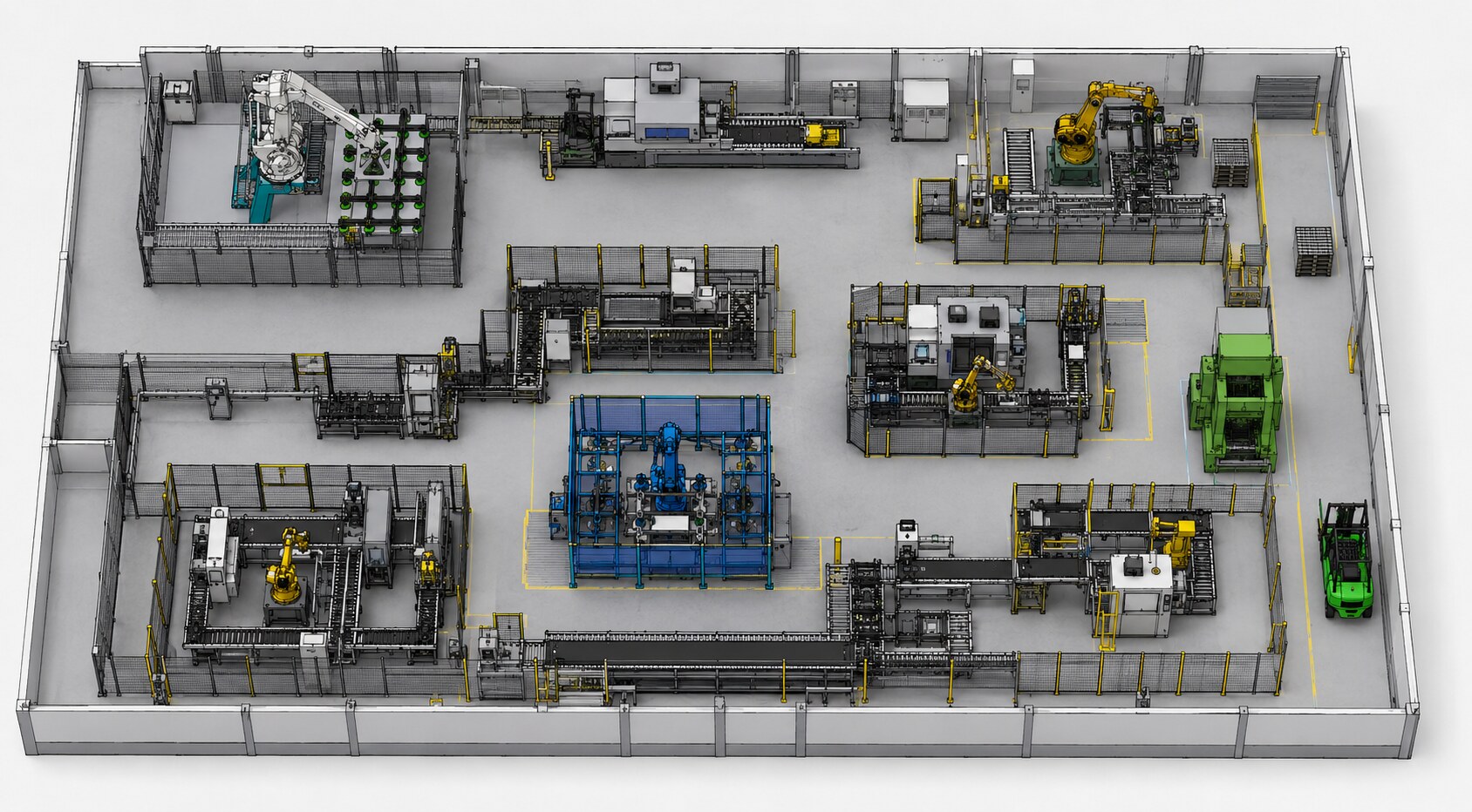 Integrated factory automation layout